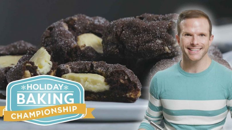 Giant Cheesecake-Stuffed Chocolate Thumbprint Cookies with Zac Young | Holiday Baking Championship