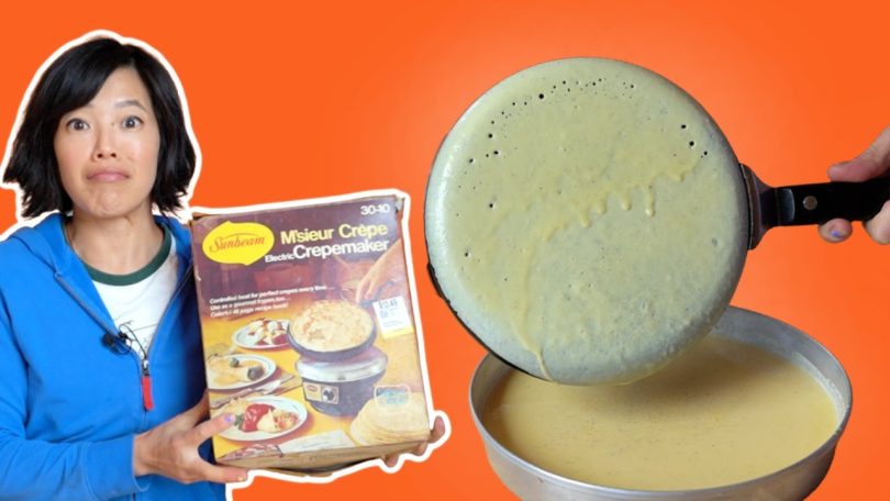 Is Dipping A Pan Into Batter A Good Idea? | THRIFT STORE Pancakes 1970s Sunbeam M’sieur Crepe Maker