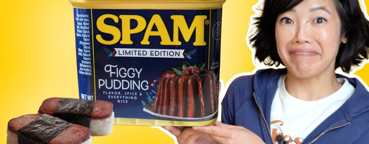 Dessert SPAM?! Limited Edition Figgy Pudding SPAM Taste Test | Spam Musubi