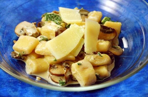 Potato Gnocchi With Kale and Mushrooms In A Goat Cheese Sauce Recipe