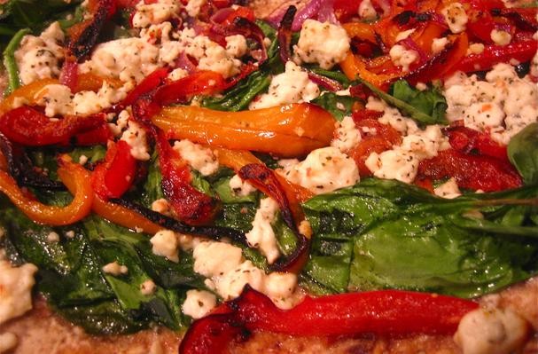 Roasted Peppers, Spinach & Feta Pizza Recipe