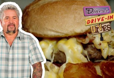 Guy Fieri Eats the Cheesy “Mac Attack” Burger in Boston | Diners, Drive-Ins and Dives | Food Network