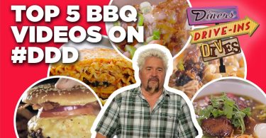 Top 5 CRAZIEST BBQ Vids in #DDD History with Guy Fieri | Diners, Drive-Ins and Dives | Food Network