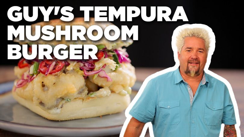 Guy Fieri’s Tempura Mushroom Burger | Food Network