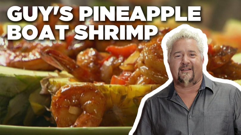 Guy Fieri’s Pineapple Boat Shrimp with Fruit Salsa (THROWBACK) | Guy’s Big Bite | Food Network